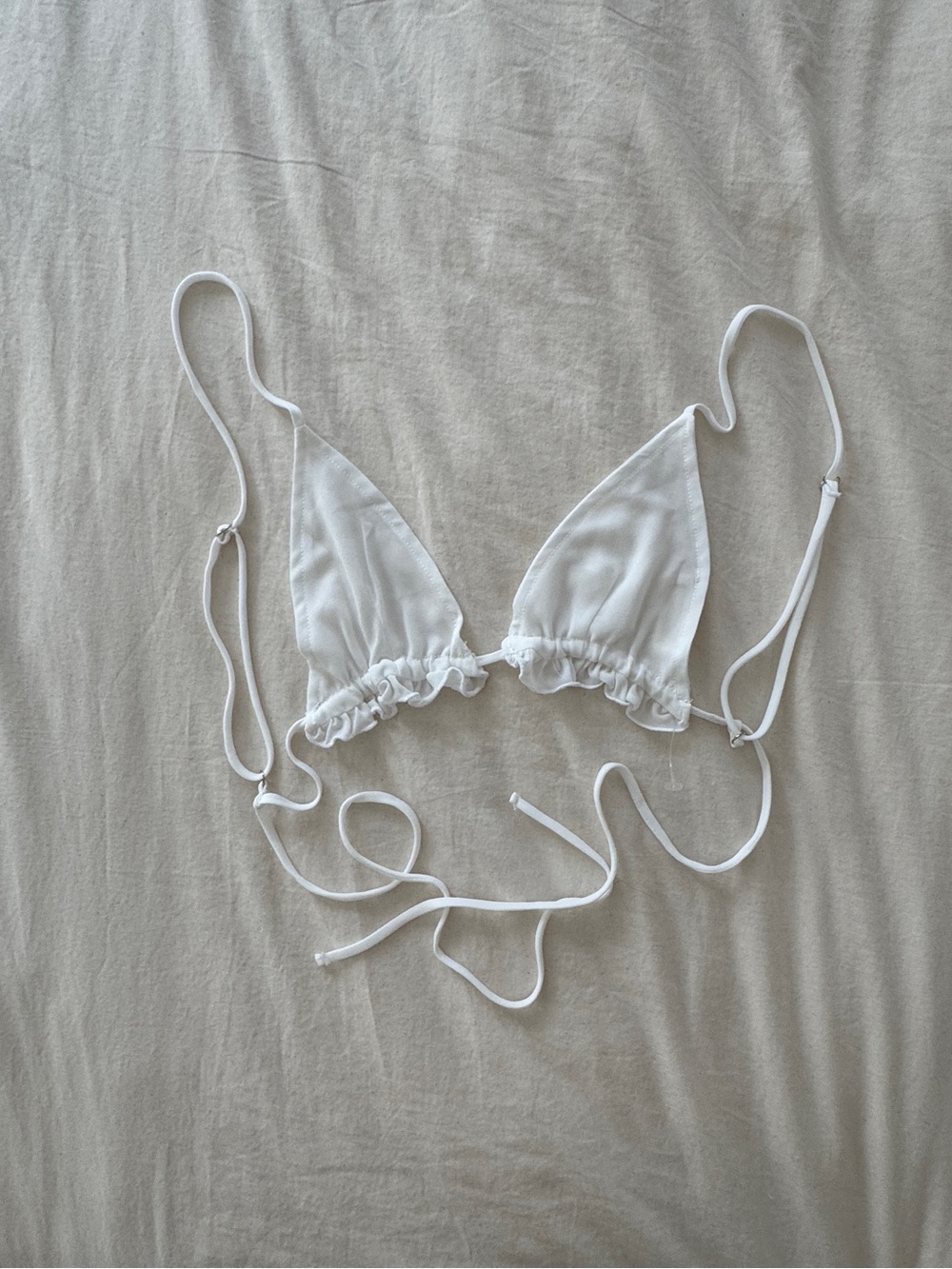 Mare Perpetua White Ruffle Triangle Bralette | NWOT
